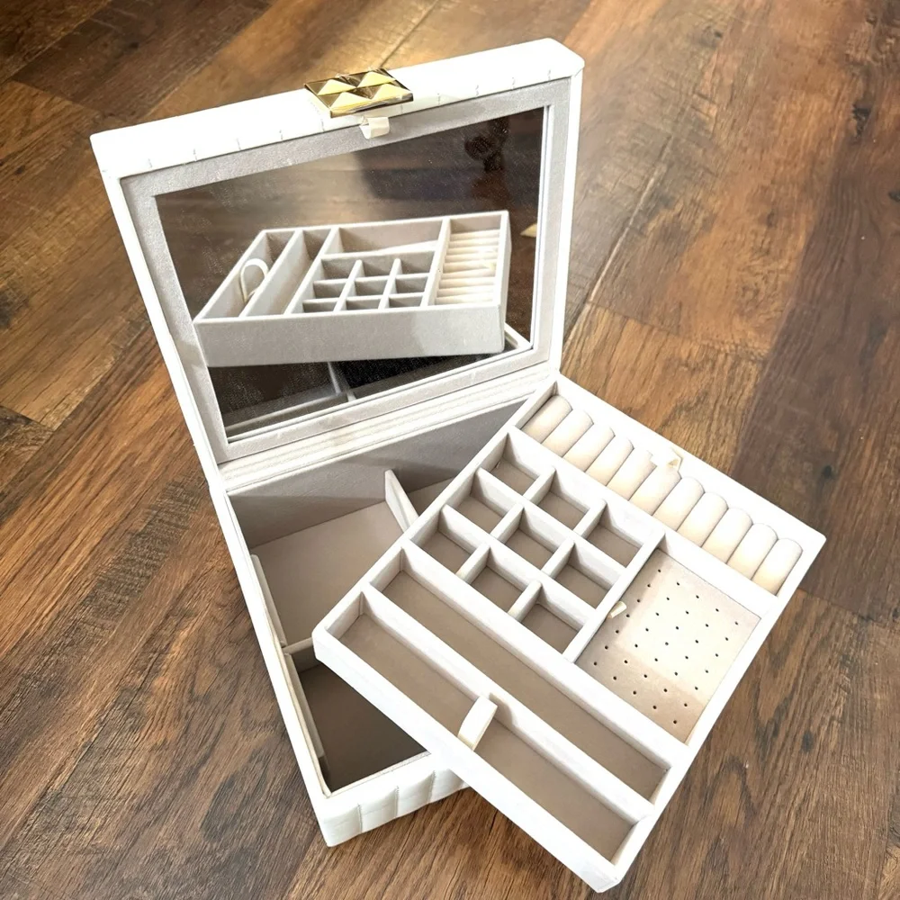 2 tier multi storage jewelry box with mirror, NWOT